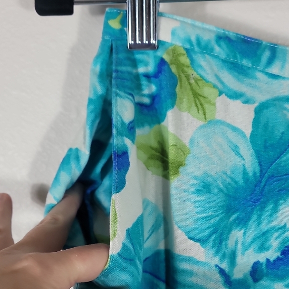 Y2K Vintage Button Front Floral Midi Skirt Size 12/M Blue Fairy Cottage Pockets - Picture 4 of 12